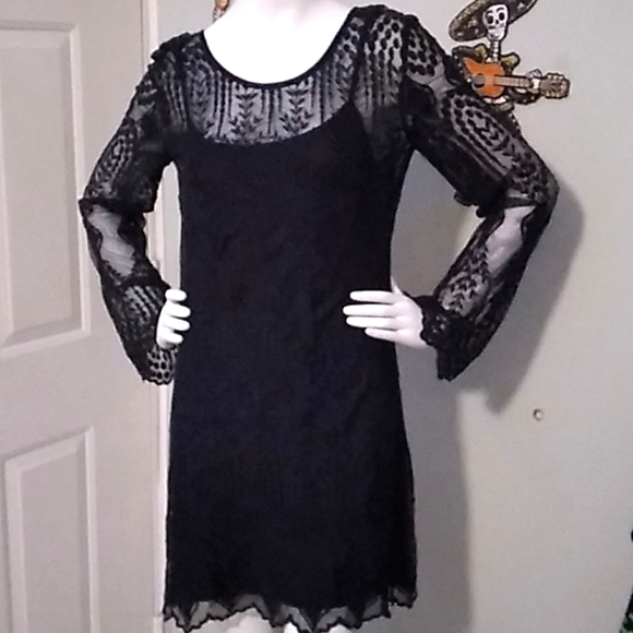 Ecote black lace dress size L - Picture 1 of 3